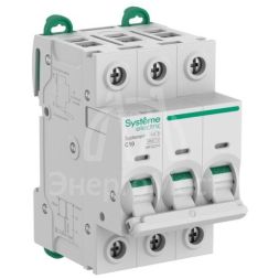 Выключатель автоматический 3п C 10А 6кА Systeme9 400В SE S9F22310
