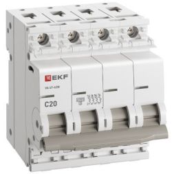 Выключатель автоматический 4п C 20А 4.5кА ВА 47-63N PROxima EKF M634420C