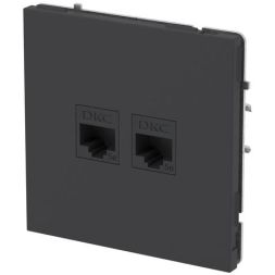 Розетка компьютерная 2-м KANT RJ45 кат.5E без шторки черн. уголь DKC 7012664
