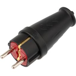 Вилка прямая влагозащ. 16А IP44 с заземл. COMPACT каучук черн. Rexant 111-200