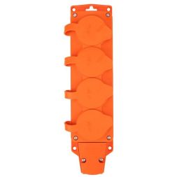 Колодка удлинителя 4-м с заземл. 16А IP54 влагозащ. с защ. крышкой COMPACT каучук оранж. Rexant 111-228