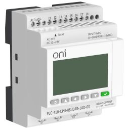 Модуль ЦПУ ПЛК 410 4 DI 4 UI (0-10 В/DI) 4 RO 12В-24В DC или 24В AC с Ethernet портом с экраном ONI PLC-410-CPU-08U04R-1AD-00
