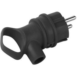 Вилка угловая VX12-B-IP44 16А IP44 с заземл. с кольцом каучук черн. Эра Б0069323