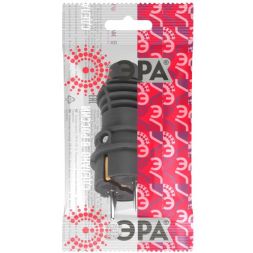 Вилка прямая VX13-B-IP44 16А IP44 с заземл. каучук черн. Эра Б0069321