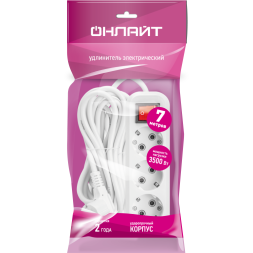 Удлинитель 3х7м с заземл. 16А IP20 90 525 OPE-S-03-700-ESC-3x1 с кнопкой бел. ОНЛАЙТ 90525