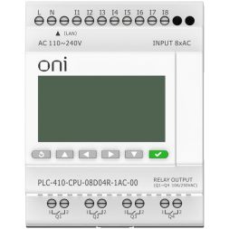 Модуль ЦПУ ПЛК 410 8 DI 4 RO 220В AC с Ethernet портом с экраном ONI PLC-410-CPU-08D04R-1AC-00
