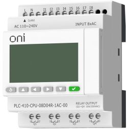 Модуль ЦПУ ПЛК 410 8 DI 4 RO 220В AC с Ethernet портом с экраном ONI PLC-410-CPU-08D04R-1AC-00