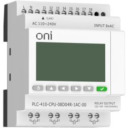 Модуль ЦПУ ПЛК 410 8 DI 4 RO 220В AC с Ethernet портом с экраном ONI PLC-410-CPU-08D04R-1AC-00