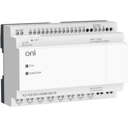 Модуль ЦПУ ПЛК 410 8 DI 6 UI (0-10В/DI) 8 RO 12В-24В DC или 24В AC с Ethernet портом без экрана ONI PLC-410-CPU-14U08R-0AD-00