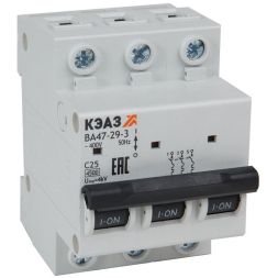 Выключатель автоматический модульный 3п C 32А 4.5кА ВА47-29-3C32-УХЛ3 КЭАЗ 318291