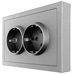 Розетка 2-мест. б/з СП ZIMA IP20 16А ПБТ безвинт. зажим сер. матов. LEZARD 704-7400-128BQC